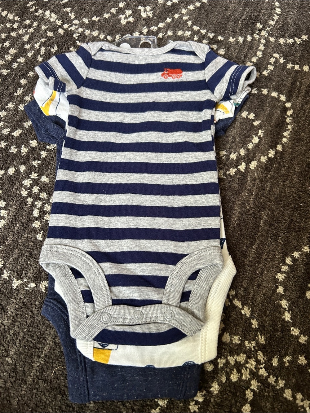 child of mine Navy Blue and Gray Striped Baby Bodysuit